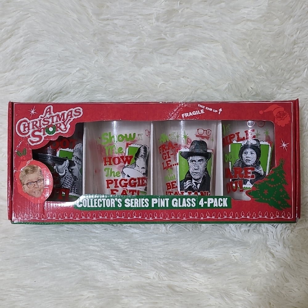 A CHRISTMAS STORY Collector's Series Pint Glass 4-Pack - Red, Green, White